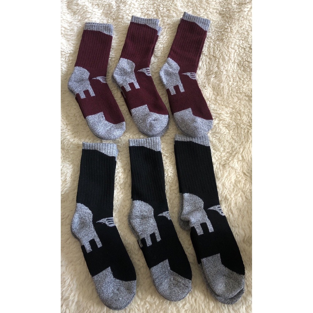 EnerWear Women's 6 Pair Merino Wool Outdoor Hiking Trail Crew Sock 9-11 Blk Wine